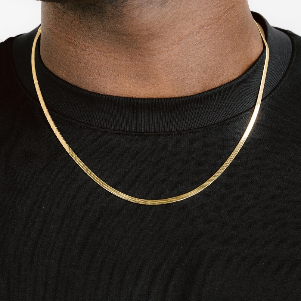 3mm Herringbone Chain Necklace*18K Gold Plated Snake Chain*Unisex Necklace*ZX